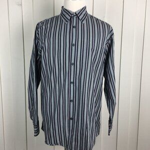 Vintage Greg Norman Gray Striped Button Down Shirt